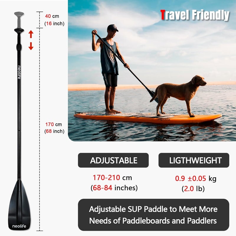 WONITAGO SUP Paddleboard Paddle with Aluminum Shaft and Nylon Blade, Lightweight Stand Up Paddle Board Oars, Adjustable170-210 cm/68-84 inch - Image 4